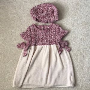 Knitted dress with a matching beret